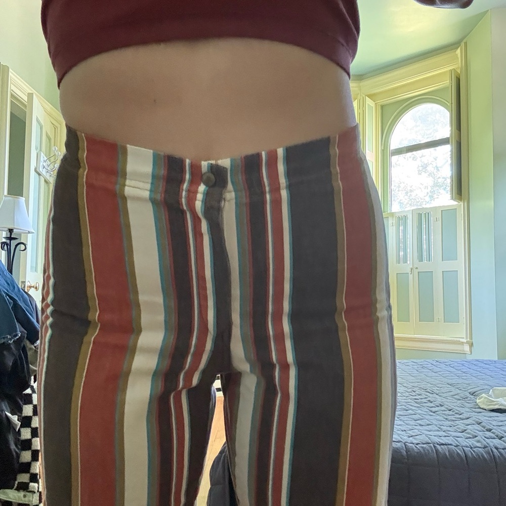 Vintage Jantzen Red and Brown Striped Capris